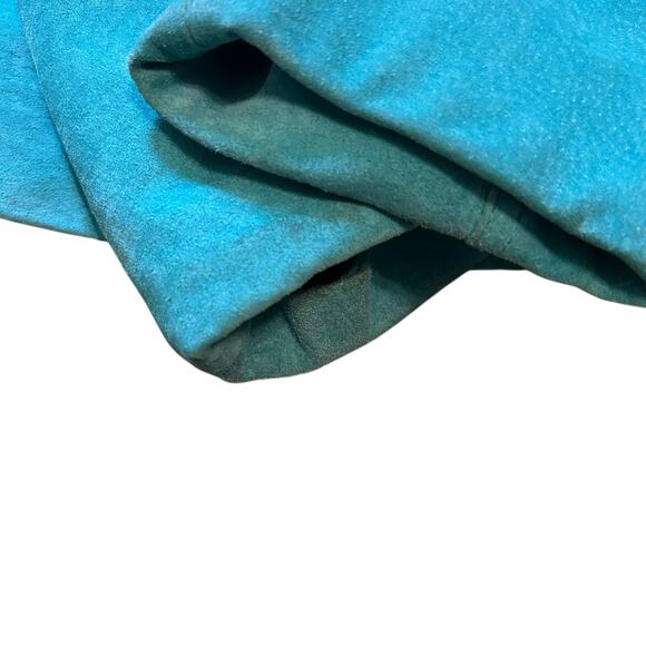 Vtg Yvonne Le Marie Teal Suede Genuine Leather Jacket Size 8 Zip up Lined - Picture 6 of 10